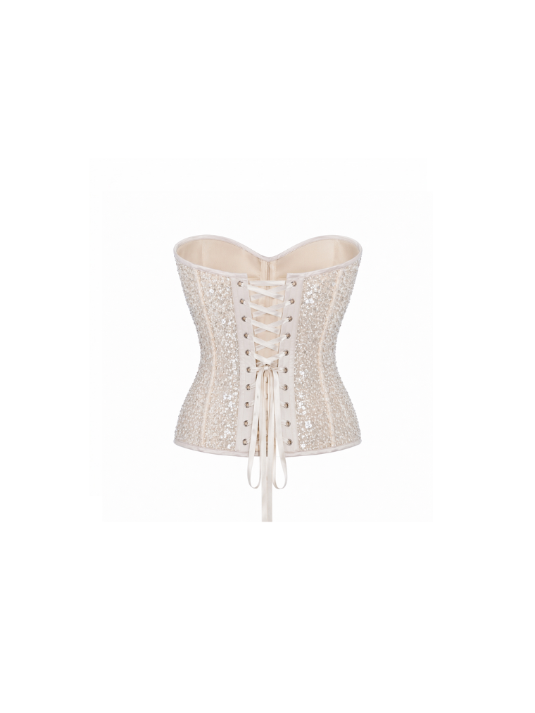 Apparel Mart Shinny White Sequin Corset