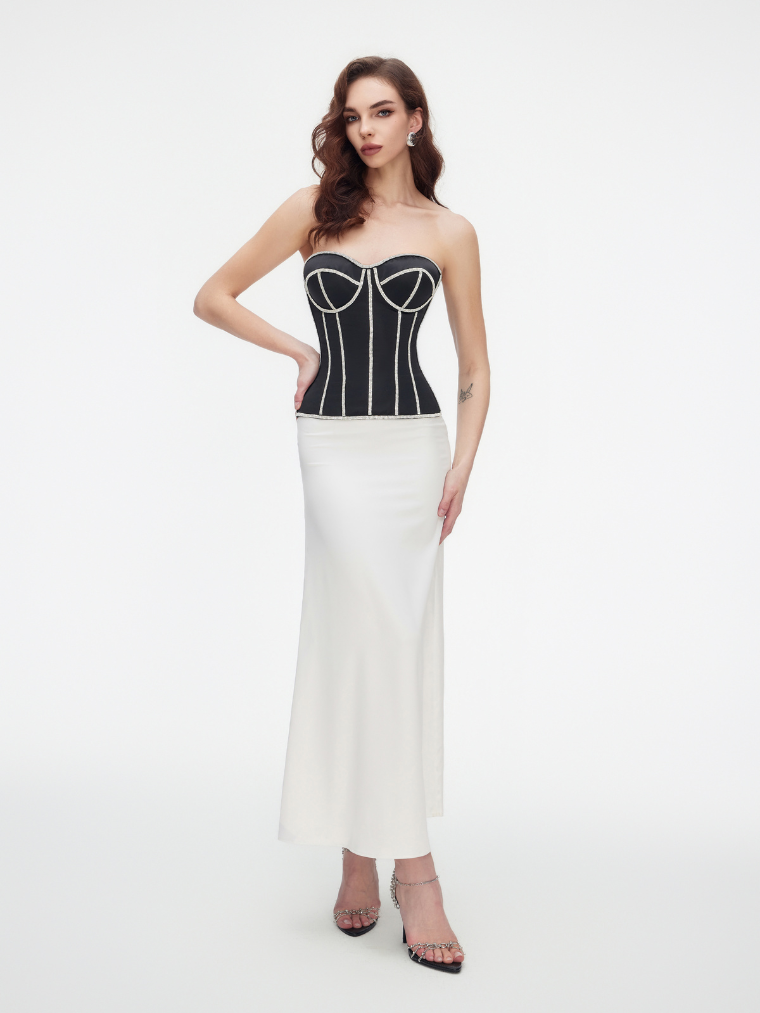 Apparel Mart Black Rhinestone Trim Corset