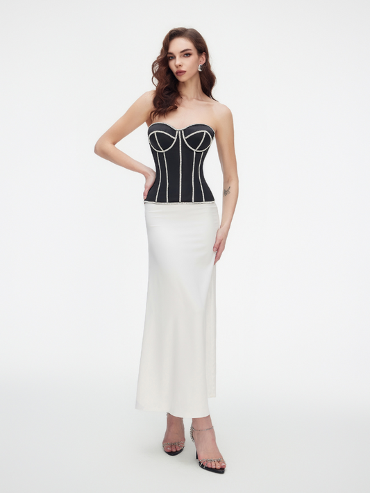 Apparel Mart Black Rhinestone Trim Corset
