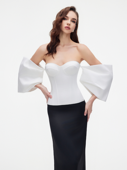 Apparel Mart Black Sweetheart Flare Sleeve Corset Top