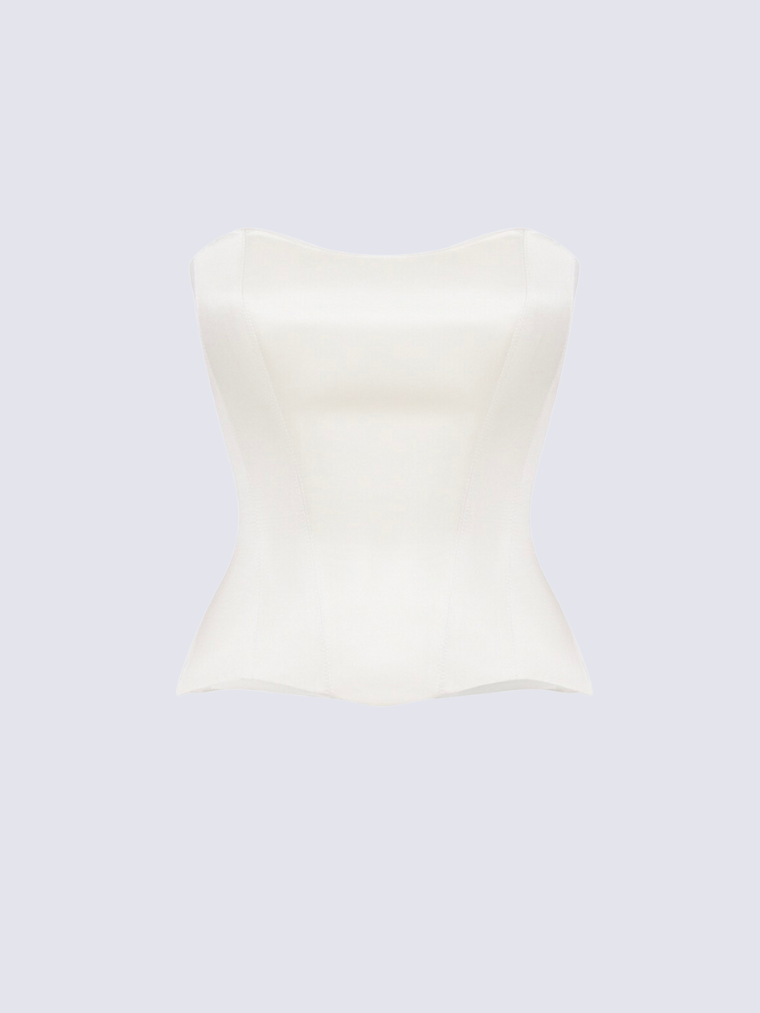 Apparel Mart Black Satin Strapless Corset Top