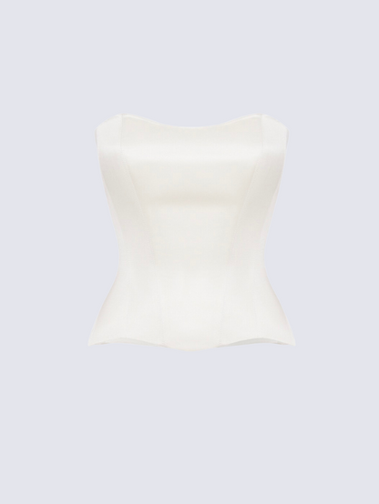 Apparel Mart Black Satin Strapless Corset Top