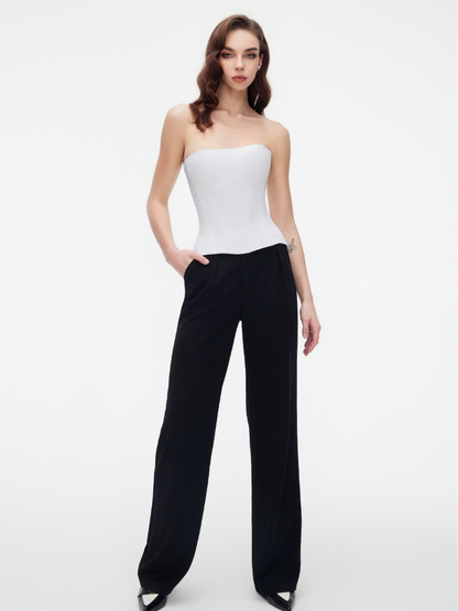Apparel Mart Black Satin Strapless Corset Top