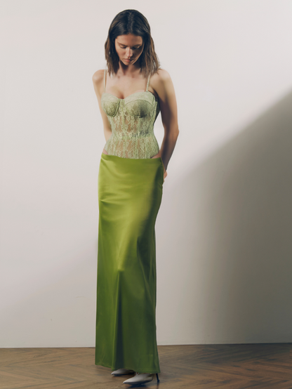 Apparel Mart Luxe Sage Floral Lace Bodysuit