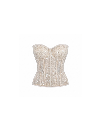 Apparel Mart Shinny White Sequin Corset