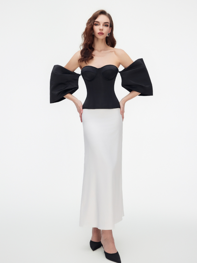 Apparel Mart Black Sweetheart Flare Sleeve Corset Top