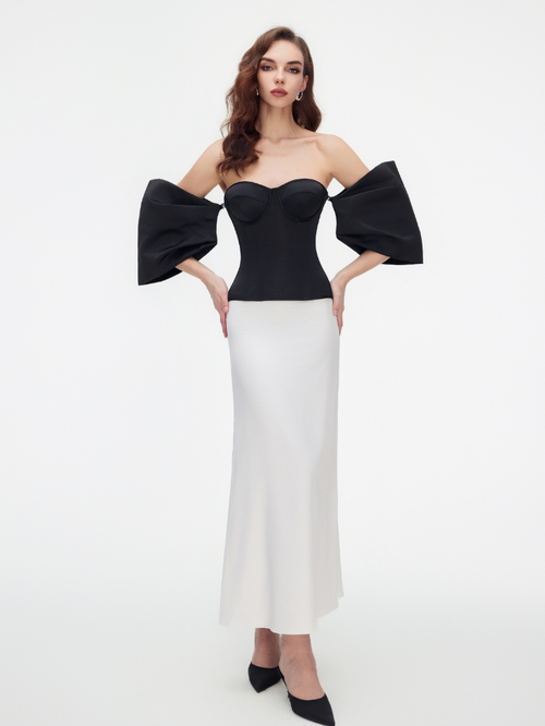 Apparel Mart Black Sweetheart Flare Sleeve Corset Top