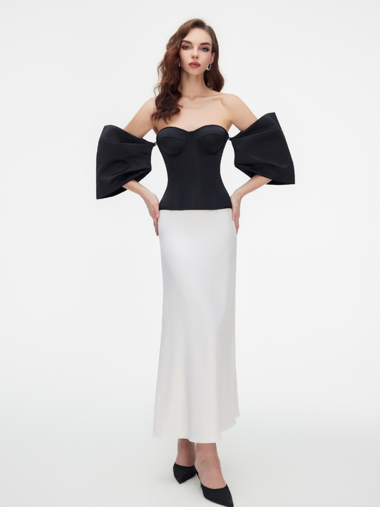 Apparel Mart Black Sweetheart Flare Sleeve Corset Top