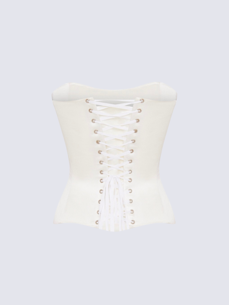 Apparel Mart Black Satin Strapless Corset Top