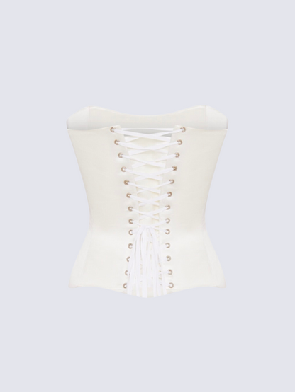 Apparel Mart Black Satin Strapless Corset Top