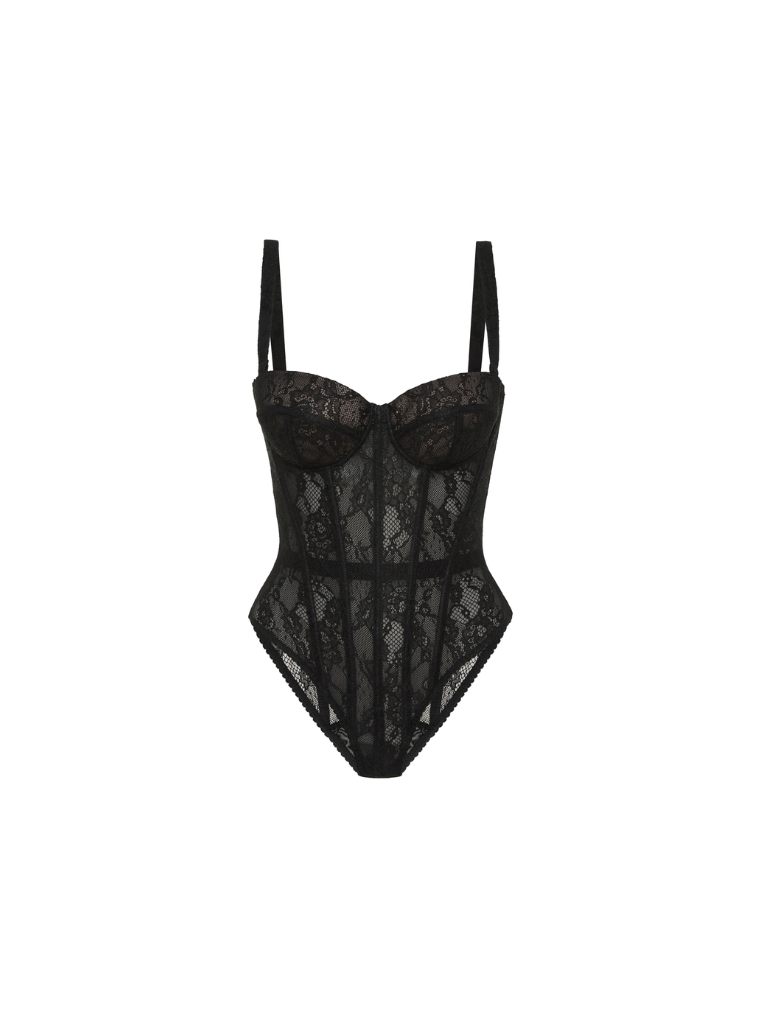 Apparel Mart Luxe Sage Floral Lace Bodysuit