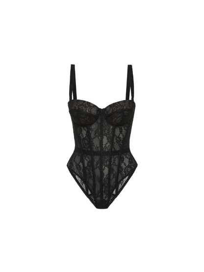 Apparel Mart Luxe Sage Floral Lace Bodysuit