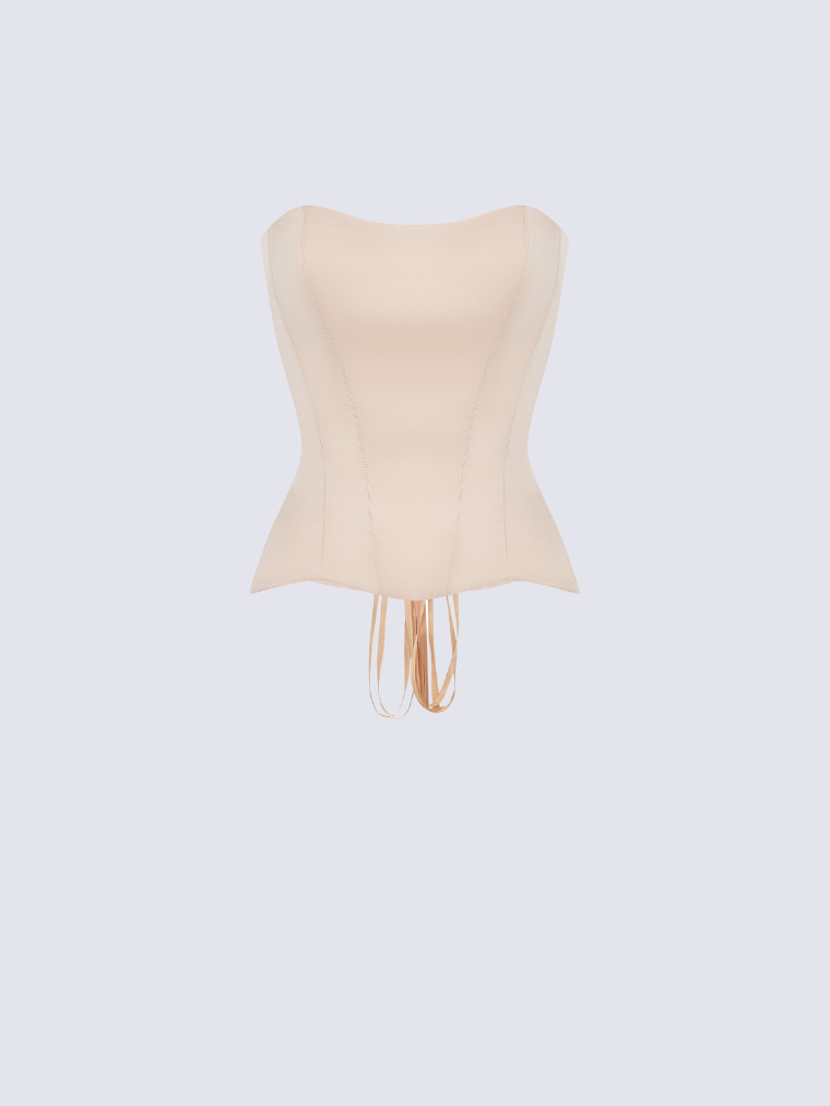 Apparel Mart Black Satin Strapless Corset Top