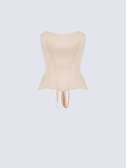 Apparel Mart Black Satin Strapless Corset Top